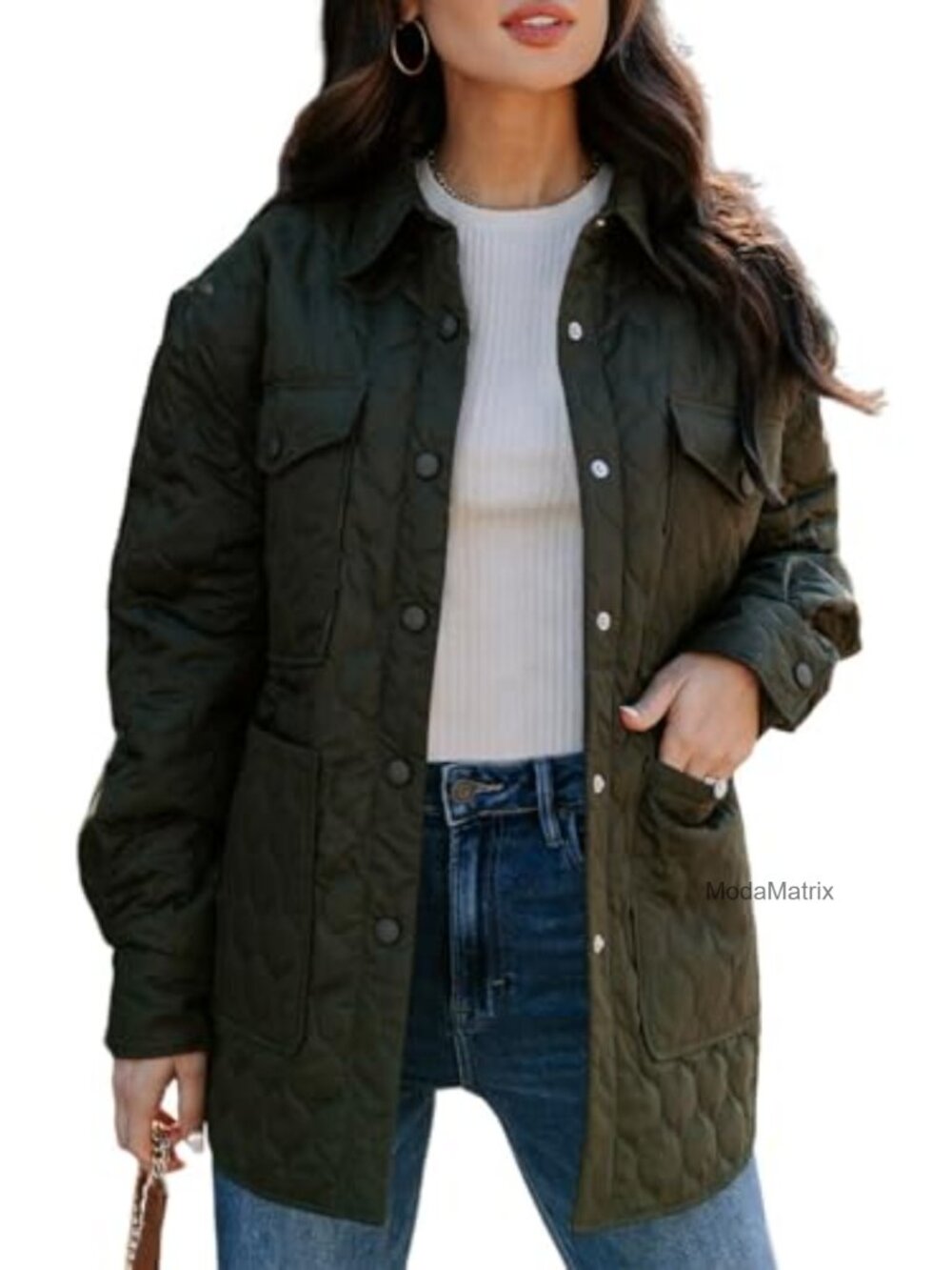 EVALESS Womens Lightweight Diamond Quilted Puffer Jacket Button Down Collar